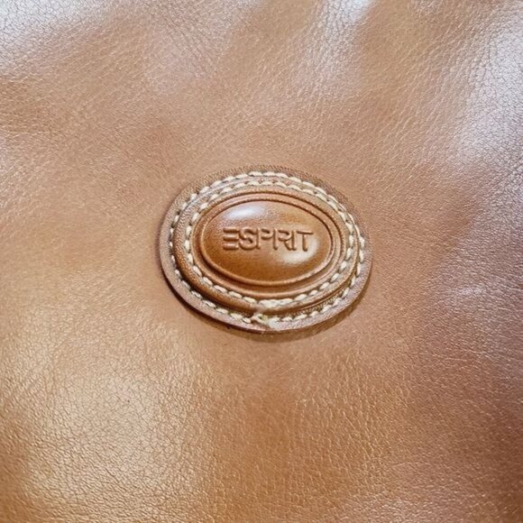 Vintage 90s ESPRIT Brown Barrel Leather Crossbody Purse - Picture 2 of 12